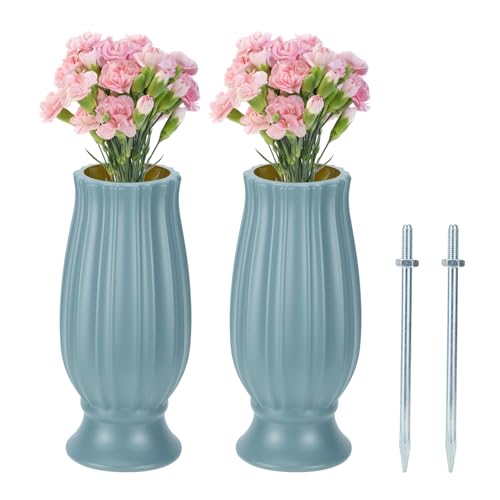 Vase de cimetière pour tombe, lot de 2 supports fleurs commémoratives de jardin - 2