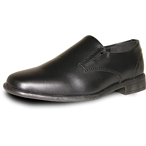VANGELO Boy Kid Dress Shoe Oxford Lace Up Loafer Slip On Tuxedo Shoes for Prom, Uniform, Wedding Formal Events Size from Toddler to Big Kid
