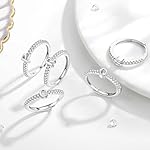 INFUSEU S Initial Rings for Women Teen Sterling Silver 925 Letter Jewelry Stacking Alphabet Monogram Toe Stackable Stacks Adjustable Size 7 6 8 Girlfriend Birthday - Image 3