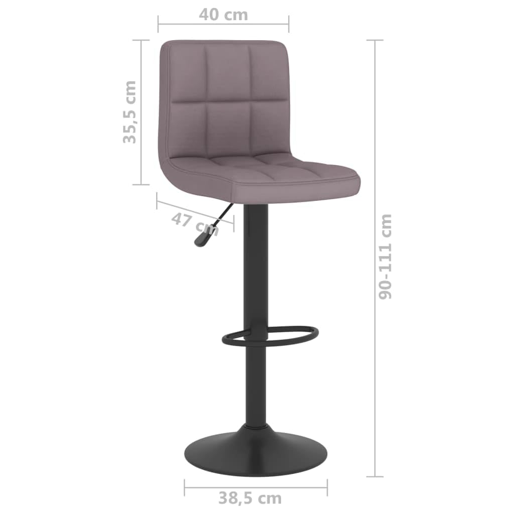 Taburete giratorio de altura ajustable con reposapiés de tela suave y estructura de acero, 40 x 47 x 90 – 111 cm, cómodo y estable para cocina, bar y tocador