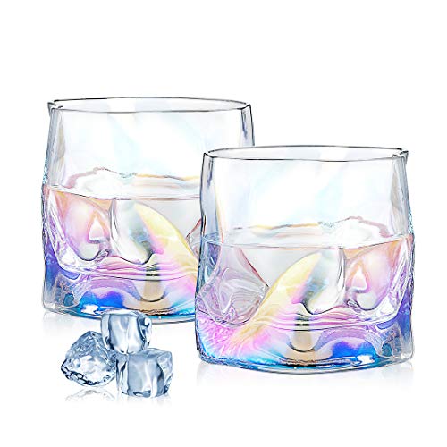 Crystal Whiskey Glasses 8oz - ZDZDZ Rock Glasses Drinking Glasses Set of 2 - Bar Glasses for Old Fashioned, Wine, Scotch, Bourbon, Cocktails, Stylish Gifts for Men/Scotch Lovers