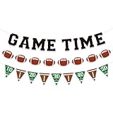 Football Banner Garland, Game Time Football Party Banner for Birthday Party Decorations, Football’s Triangle Banners Flags for Bowl Game Indoor Decor (Football)