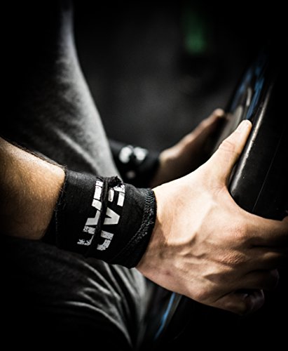 WOD Wear Wrist Wraps for Powerlifting, Strength Training, Bodybuilding, Cross Training, Olympic Weightlifting, Yoga Support - One Size Fits All - 100% (Gray/Black Stitch) - Thumbnail 5