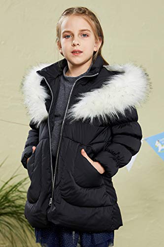 Orolay Girl's Hooded Winter Down Coat Puffer Jacket With Faux Fur Trim Caviar 130Cm #TOP3