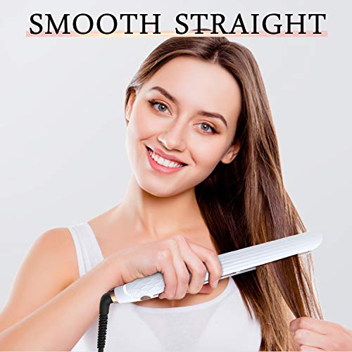 MOCREO Hair Flat Iron, 2 in 1 Straightening Iron and Curling Iron, Nano Titanium Straightener for Hair Professional, Flat Iron-Straightening-Curling-Iron-Straightener (White)