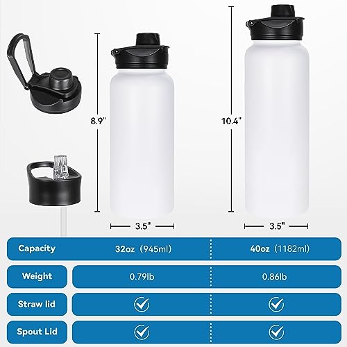 VEGOND 32 oz Insulated Water Bottle Bulk Stainless Steel Metal Water Bottles with Leak Proof Straw Lid & Spout Lid, Wide Mouth Double Walled Vacuum Travel Sports Bottle, 8 Pack by VEGOND - Image 4