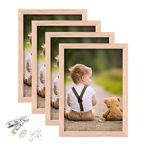 ATOBART 5x7 Picture Frame, Solid OAK Wood Photo Frame with Perspex Glass