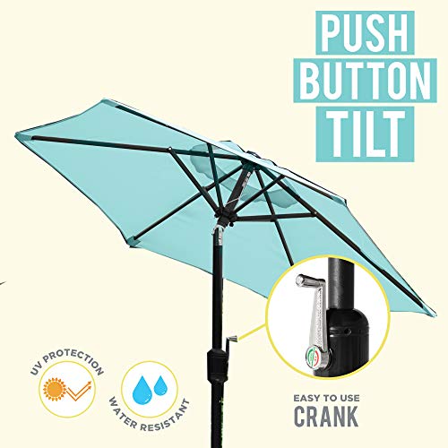 6 Ft Outdoor Patio Umbrella With Aluminum Pole Easy Open Close Crank And Push Button Tilt Adjustment Aqua Market Umbrellas On Sale Buy Online In Faroe Islands At Desertcart
