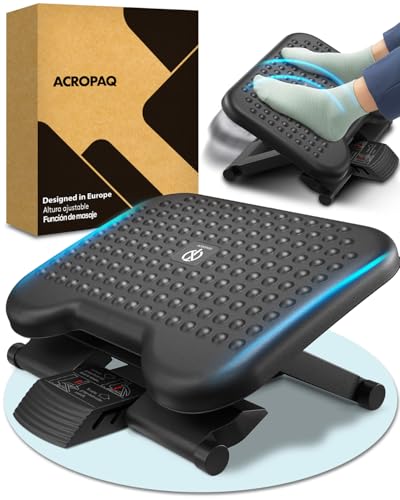 Acropaq Reposapies De Oficina - Ajustable En 3 Alturas, Grado De Inclinación -30 Para 30 - Reposa Pies Ergonómico - Reposa Pies Trabajo Oficia - Gris