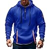 Jamron Mens Plus Size Quarter-Zip Hoodie Pullover Sweatshirts Casual Sports Jacket with Multi Pockets SN0708243 Blue 5XL #5