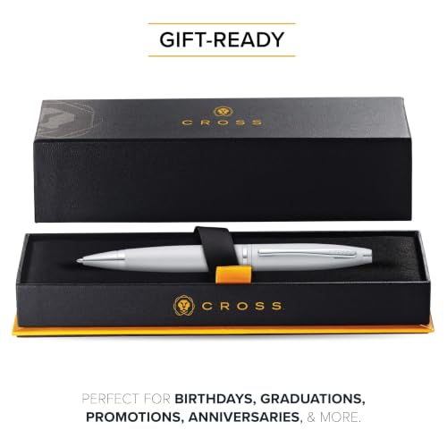 Image of Cross Calais Satin Chrome Refillable Ballpoint Pen - Medium Point, Black Ink, Smooth Writing, Presented in a Luxury Gift Box