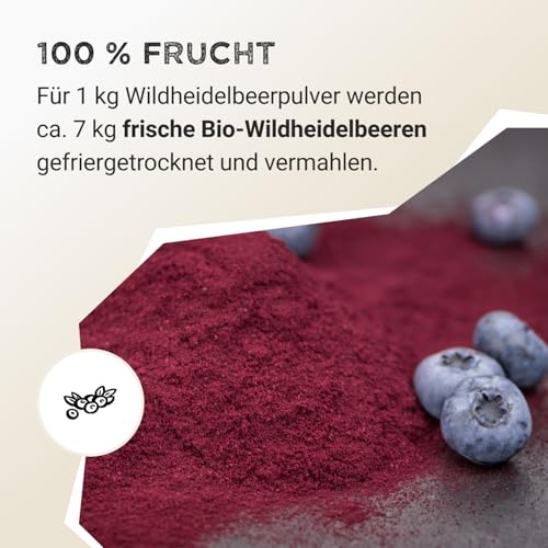 Harvest Republic Bio-Wildheidelbeerpulver aus gefriergetrockneten Früchten | Perfekt für Smoothie Bowls, Porridge und Frühstücksbowls | 100% Fruchtpulver ohne zugesetzten Zucker (125 g)
