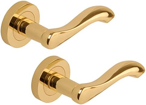 2x PAIR Victorian Scroll Lever On 58mm Round Rose Polished Chrome Door Handle~5056492593181 04c Mp - View #6