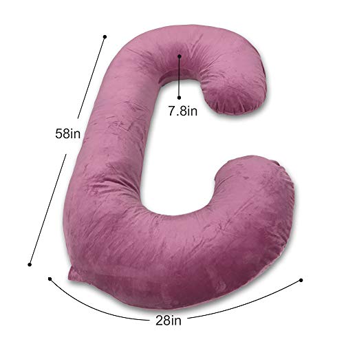 Image of INSEN Pregnancy Body Pillow,Full Body Pillow,C Shaped Full Body Pillow with Velvet Cover (Purple Velvet)