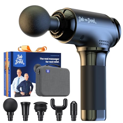 Bob and Brad T2 Massagepistole, Muskel Massagegerät with 4000-mAh-Akku, 3200rpm und 10 mm Amplitude, Perkussions Massage Pistole mit USB-C-Ladung, Geschenk für Männer und Frauen Schwarz