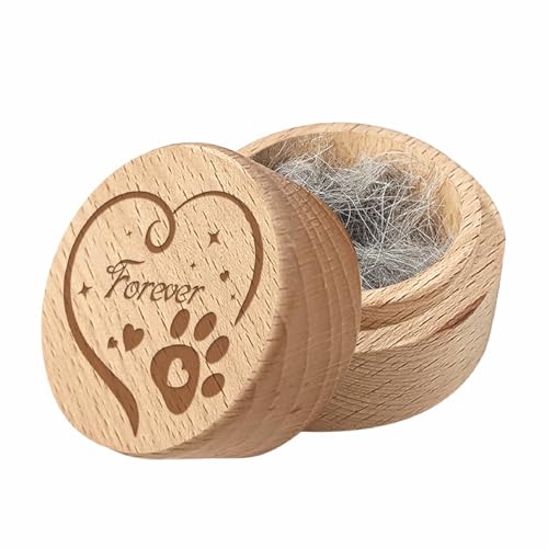 CREATCABIN Mini Urne Ronde en Bois pour Animaux de Compagnie Boîte Souvenir en Forme de Cœur pour Cendres de Chien et de Chat en Acacia Décorative Funéraire pour Animaux de Compagnie 5x4cm