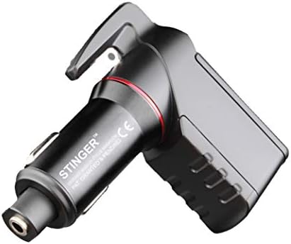 Ztylus Stinger Car Emergency Tool, Spring-Loaded Window Breaker, Car Safety Hammer, Seatbelt Cutter and Window Glass breaker, Car Escape Tool, USB Car Charger, 2 USB Ports Max 2.4A (Black)