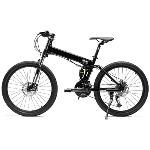 Bicicleta de montaña plegable con suspensión total, bicicleta todoterreno for adultos for hombres de 24 velocidades con absorción de impactos, engranajes y frenos de disco hidráulicos(K,24-inch)