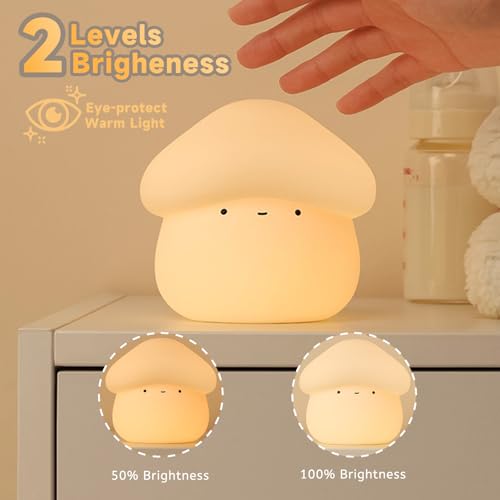Lámpara de noche seta de silicona para niños blanca miniatura 2