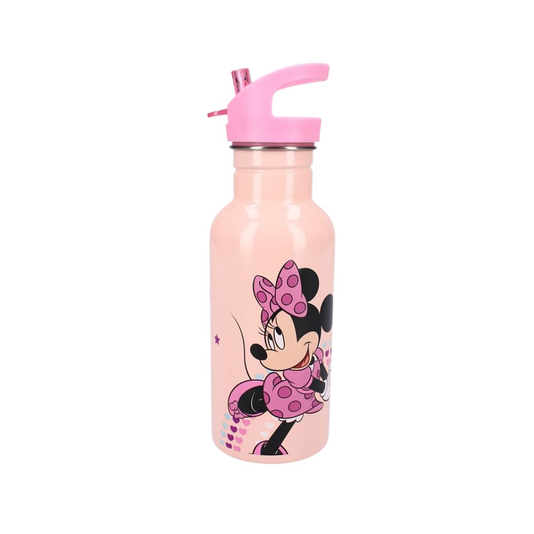 My sweety pop - Trinkflasche Minnie Rosa für Kinder - Edelstahl - Krippe - Kindergarten - Schule - Urlaub - Mahlzeiten - 22 cm - 500 ml - Hydratation - Geschenkidee - Flasche (Minnie Mouse - Rosa