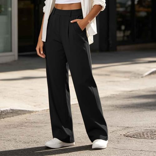Womens High Waisted Dress Pants Baggy Stretchy Straight Wide Leg Trousers - image 8