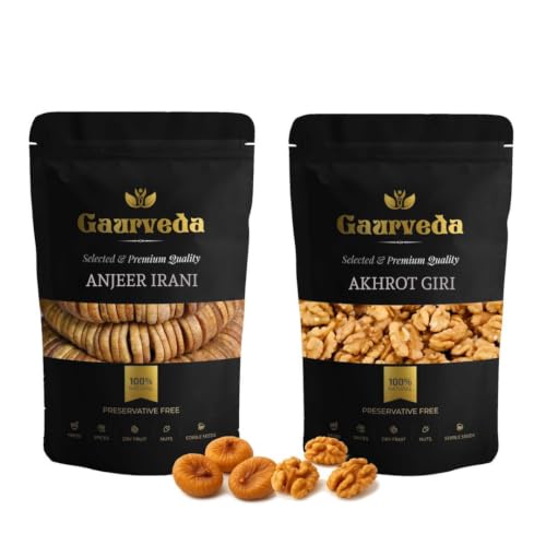 Image of GAURVEDA Anjeer & Akhrot Giri Combo - Premium Figs & Walnut Kernels, Natural Energy Boost, Healthy Snack, Perfect for Gifting & Festive Occasions | 100 Grams