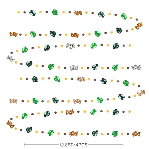 Image of Two Wild Birthday Party Decorations Brown Gold Circle Dot Palm Leaf Jungle Theme Garland 2 Year Old Bday Palm Leaf Dots Streamer for Safari Animal Welcome 2 the Jungle Happy Birthday Party Supplies