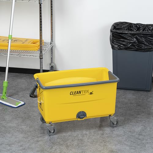 Restaurantware-Clean Tek Professional 44 Quart Cleaning Bucket, 1 Bucket With Comfortable Handle - Drain Valve, Heavy-Duty, Yellow, On Wheels, Portable, For Restaurant, Home, Or Office by Restaurantware - Image 7