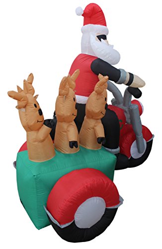 BZB Goods – Papai Noel inflável de Natal com 1,83 m de altura e três renas em motocicletas para ambi