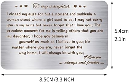 HuaJiao Daughter Wallet Card, Engraved Wallet Insert Card for Daughter I Love You Metal Wallet Card Inspirational Gift for Birthday Wedding Graduation
