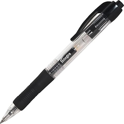 Integra 36156 Gel Pen,Retractable,Permanent.5mm Point,Black Barrel/Ink Cover