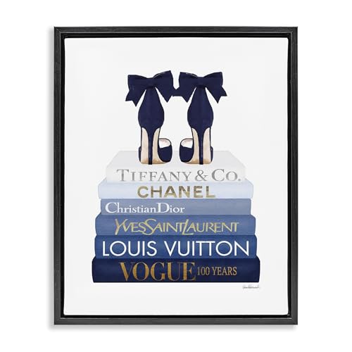 Image of Glam Heels Bookstack Fashion, 16 x 20 Inch Canvas in Floater Frame | Stupell Industries . By Amanda Greenwood . Ready to hang once unboxed . Chic gift for home decor . Made in USA