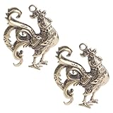 [iplusmile] 2個 純銅製雄鶏ペンダント レトロ風真鍮製装飾品 キーチェーンチャーム 十二支の置物 春飾りや端午節句のインテリアに適した耐久性