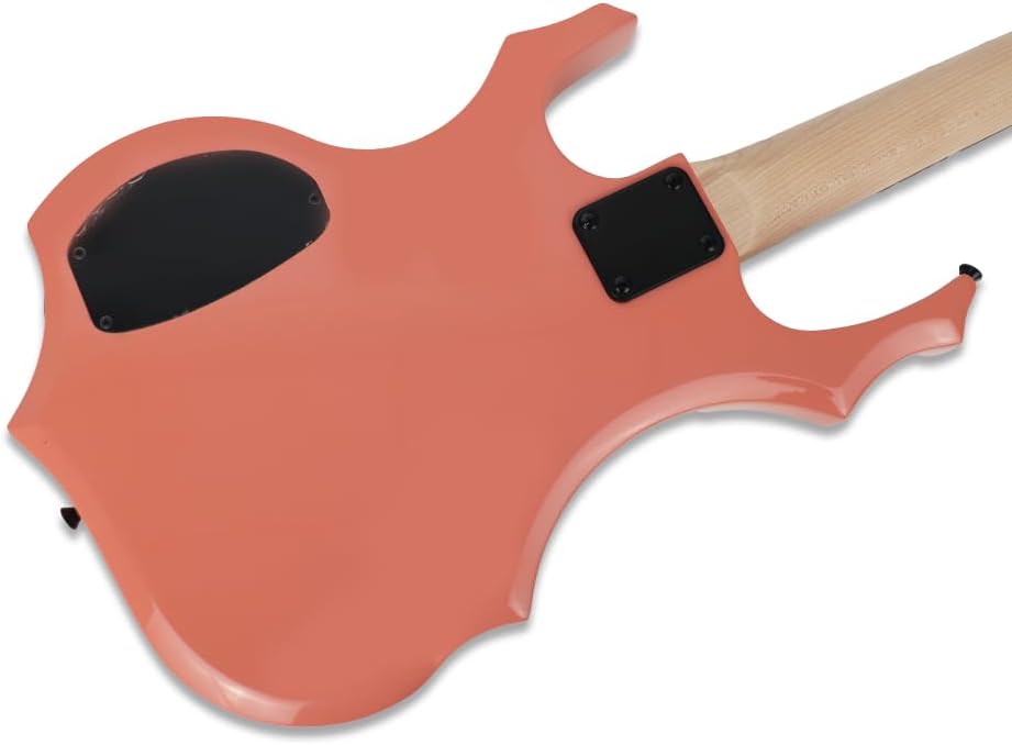 Fojill Cool Shape Full Size Standard Electric Bass Guitar Four 4 String Right Hand Handed Basswood Body European Maple Neck Genuine Rosewood Fretboard Fingerboard with Gig Bag Strap Cable(FCB-60PK)