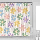 UOZXOML Cute Retro Flower Shower Curtain Groovy Colorful Floral Unique Pastel Daisy Lovely Women Girls Fabric Bathroom Decor Curtains with Hooks,70 x 70