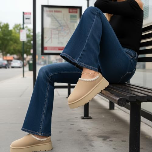 Image of CUSHIONAIRE Kabuki Platform Boots Genuine Suede Fuzzy Mule Slippers for Women with Memory Foam | Indoor /Outdoor Womens Slippers | Wide Widths Available