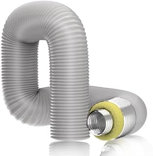 Hon&Guan 4'' Insulated Flexible Duct 8 FT Long, Gray Noise Reducer Hose Silencer for Inline Duct Fan of Air Conditioner HVAC Ventilation System.