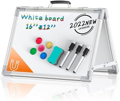 AmazeFanSmall Whiteboard Dry Erase Boards, Portable White Board Double Sided Magnetic Board Stand