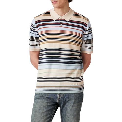 PS Paul Smith Men's Knit Short Sleeve Stripe Polo, Ice White