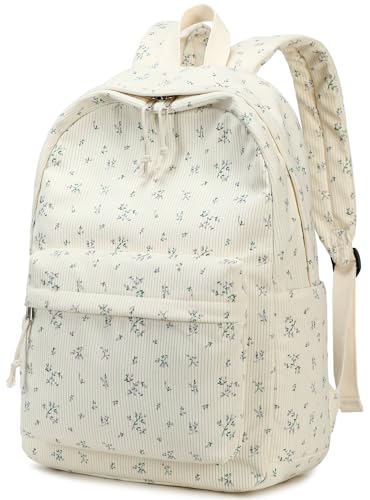 BTOOP Mochila escolar para adolescentes, grande, de veludo cotelê, leve, para meninas, meninos, casual, colegial, faculdade, mochila, Roxo-flor, Medium, Mochilas Daypack