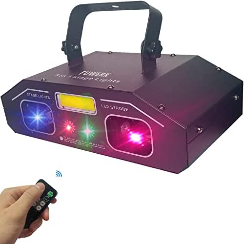DJ Lights,FUWERK 5 in 1 RGBW Mixed Effect Sound Activated DJ Party Lights Patterns Scan Music Light for Club Bar Disco Birthday Christmas Dancing Wedding with Remote(Black)