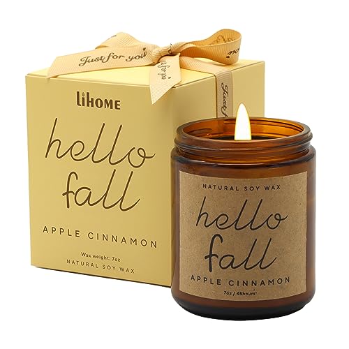 Fall Decorations for Home - Fall Candles, Gifts for Women, Natural Soy Wax Apple Cinnamon Scented...