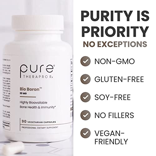 Pure Therapro Rx Bio Boron, 30Mg/Capsule, 90 Capsules, Bororganic Glycine Boron Supplements For Men & Women, Vegan Mineral Supplements For Bones, Cardiovascular Function & Immunity Support #TOP1