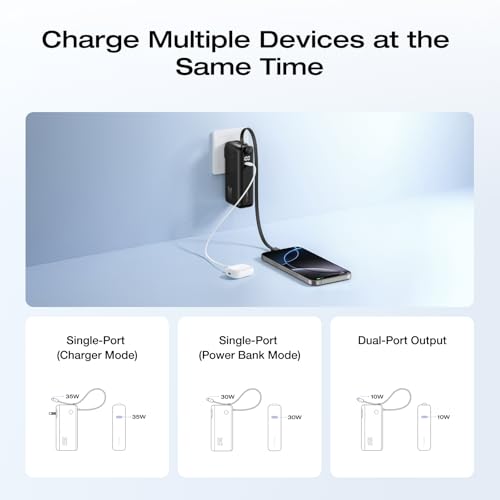 EF ECOFLOW Rapid 3-in-1 Portable Charger, 10,000mAh Power Bank with Built-in USB-C Cable and Foldable Wall Plug, 30W Max Battery Pack, Travel Essentials for iPhone 17/16/15 Series, Galaxy, MacBook - image 9