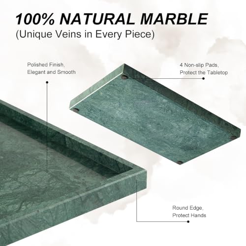 Image of Real Natural Large Marble Tray for Bathroom, Vanity, Kitchen Counter