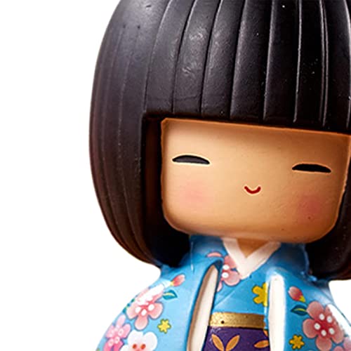 shamjina Bonecas Kokeshi Estátuas Novidade Quimono para Desktop Jardim Ornamento de, azul