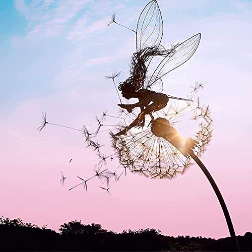 Tiyazxw Fairies Dandelions Garden Stainless Steel Fairy Ornaments, Garden Sculptures And Statues Flying Fairy Sculptures Yard Art Ornaments thumb #1