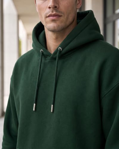 Image of Nobero Heavy Duty Oversized Solid Hoodie for Men | Hoodies for Men | Oversized Fit | Solid Colour | Thick Fleece Fabric | Drawstring Hood