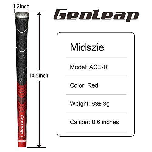 image for Geoleap ACE-R Golf Grips Set of 13- Back Rib Improved Control，Multi 