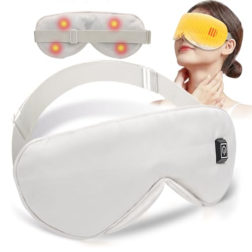 ホットアイマスク 充電式 アイマスク 睡眠用 光漏れゼロ 3段階温度調整 20分自動オフ 遮光 ほっとあいますく 温冷両用 アイマスク ホット 快眠 快眠グッズ アイウォーマー サイズ調整可能 飛行機/出張/昼寝/仕事中/運転休憩に最適 プレゼント (White)